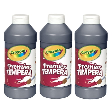Crayola Premier Tempera Paint, 16 oz, Black, 3PK 541216051